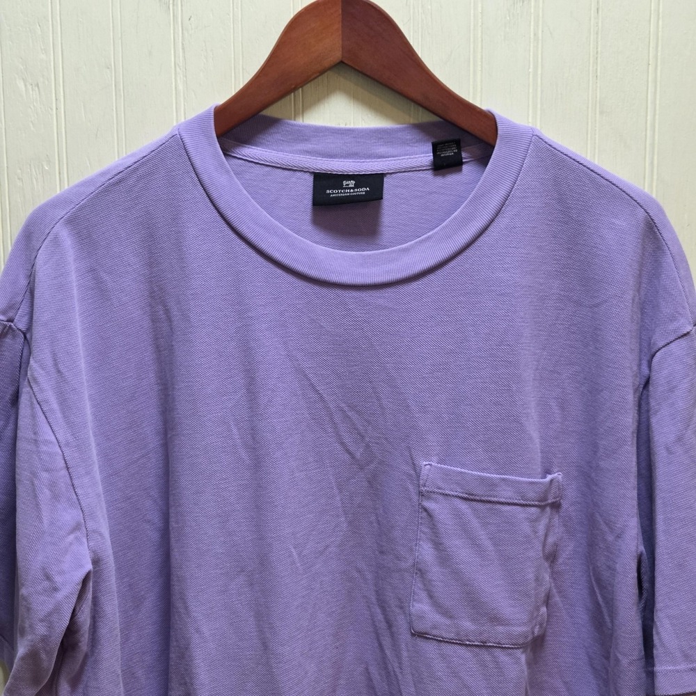 Scotch & Soda Shirt Mens XL Purple Pocket Crewneck Organic Cotton Jersey Tee